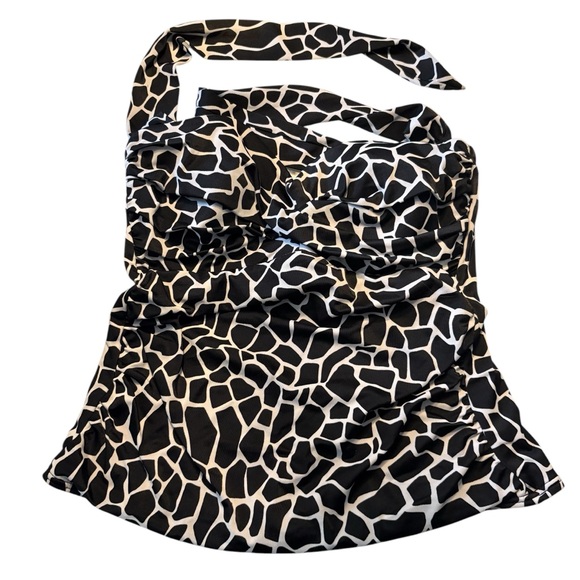 Magicsuit Tops - MIRACLESUIT Giraffe/Animal Print Tankini Halter Swimsuit Top in B/W Size 12